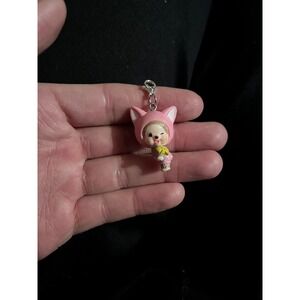 Monchhichi Pink Fox Mini Figure Charm Zip Pull